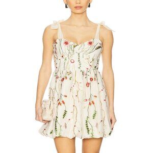 Kavala Dress by Steve Madden sz 10. Bubble hem, Tie shoulder. Floral Cream. NWT